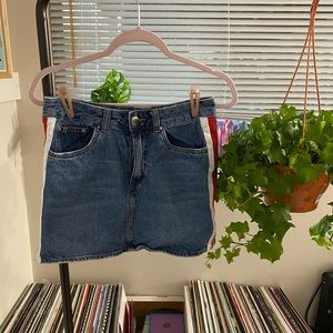 Denim Mini Skirt with Racing Stripe